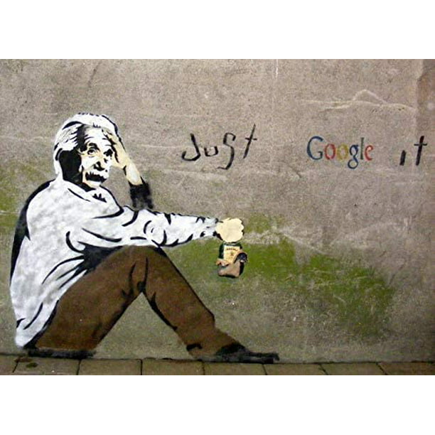 BANKSY  JUST GOOGLE IT PAINTING   RE PRINT ON FRAMED CANVAS WALL ART ARTWORK